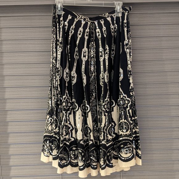 Sequin Skirt Dresses & Skirts - The Ves Fry Black Light Beige Sequin Cotton Full Skirt Size Small